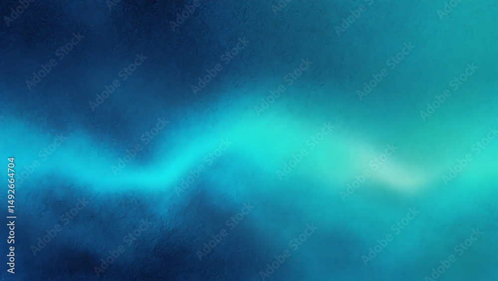 Fototapeta premium Abstract blue and teal gradient background with subtle grain texture and a fluid wave
