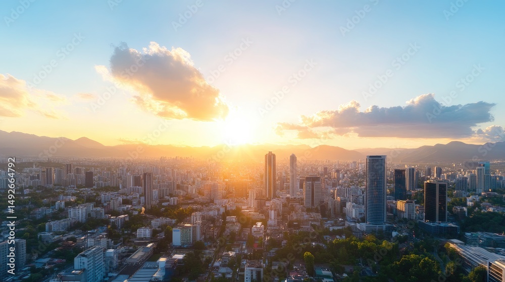 Fototapeta premium Cityscape sunset panorama