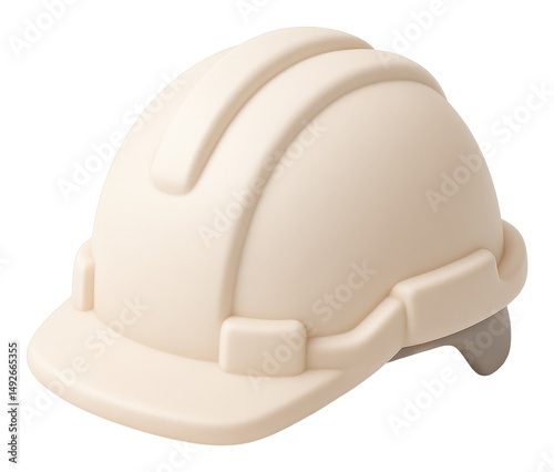 Beige Hard Hat 3D Model on Transparent Background