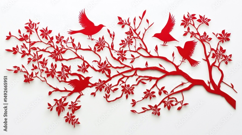 Fototapeta premium hinese paper cutting isolated on white background