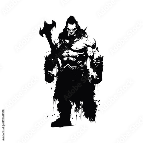 vector illustration of a knight warrior with axe