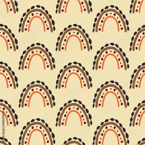 Pattern with rainbow in scandinavian still 