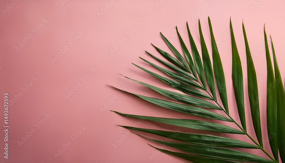 Fototapeta premium palm leaf on the pink background