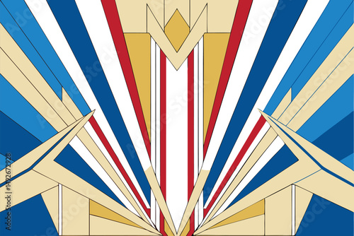 Abstract geometric composition of shapes and colors in a decorative graphic design