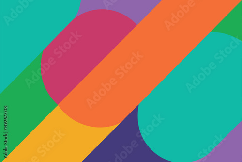 Abstract geometric composition with saturated colors suitable for various creative projects