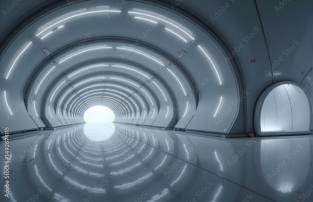 Obraz premium Futuristic Tunnel with Neon Lighting