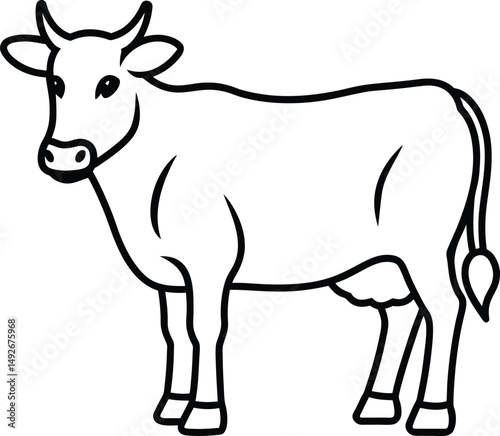Cute Cow Line Art Illustration Vector
