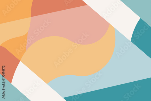 Abstract geometric shapes background design with pastel colors and transparency
