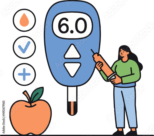 Diabetes Test Vector Illustration, Isolated on White Background.