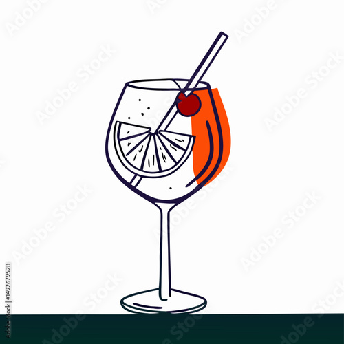 Hand-drawn illustration of Aperol Spritz cocktail