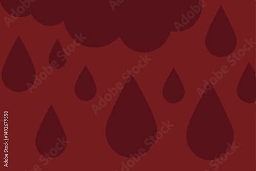 Abstract raindrop illustration in shades of red with cloud formation suitable for design projects