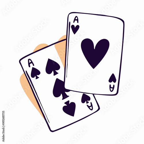 Two Aces Playing Cards Illustration - Hearts & Spades