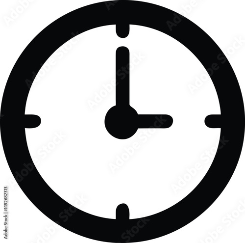 Simple Black Clock Icon Time Design