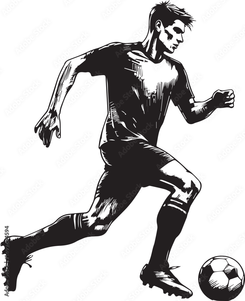 Obraz premium Dynamic Football Player Illustrations in Bold Graphic Style