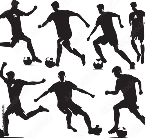 Dynamic Football Player Illustrations in Bold Graphic Style