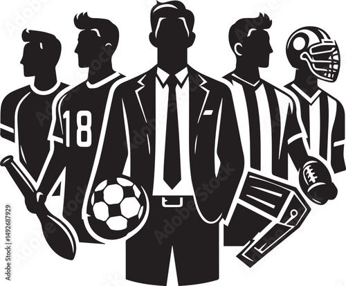 Dynamic Football Player Illustrations in Bold Graphic Style