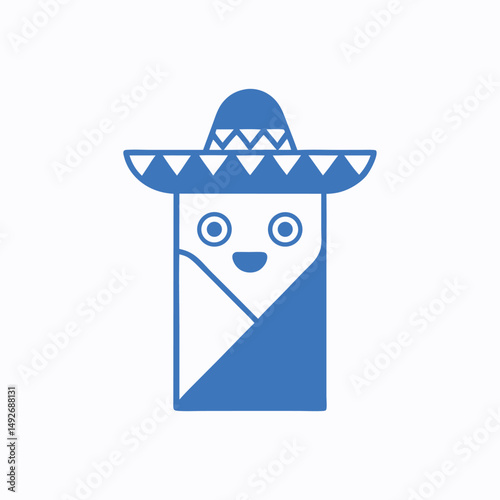 Cute cartoon burrito character wearing a sombrero smiling with transparency on white background