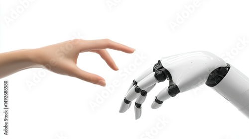 Human-machine interaction isolated on white background