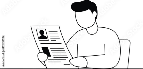 Minimalist Recruiter Reviewing Resumes