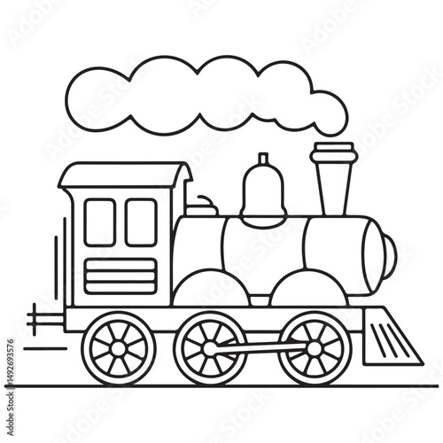 Classic Steam Locomotive Train Coloring Page for Kids