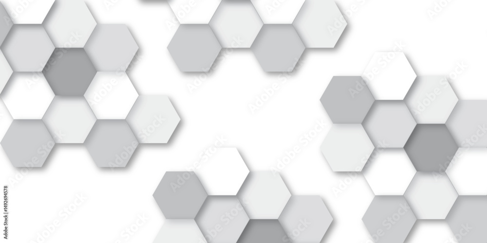 Modern Hexagonal Background Design.  Hexagonal Background. Luxury White Pattern. 3D Futuristic abstract honeycomb mosaic white background. geometric mesh cell texture. 