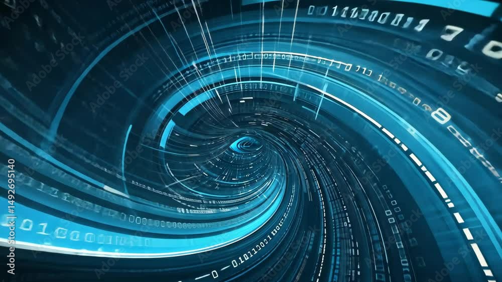 Motion graphic 4K seamless loop of flying into digital technologic tunnel.abstract background. motion video.