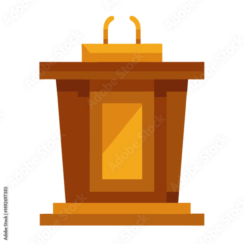 Wooden Podium on Stage – Presentation, Speech, or Conference Illustration
