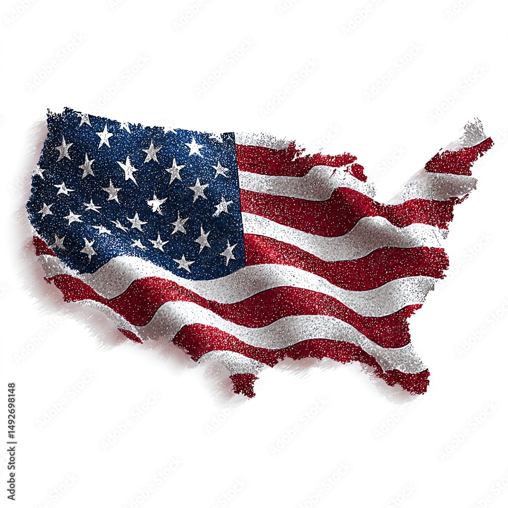 Obraz premium Glittering US Flag Map A Patriotism Celebration