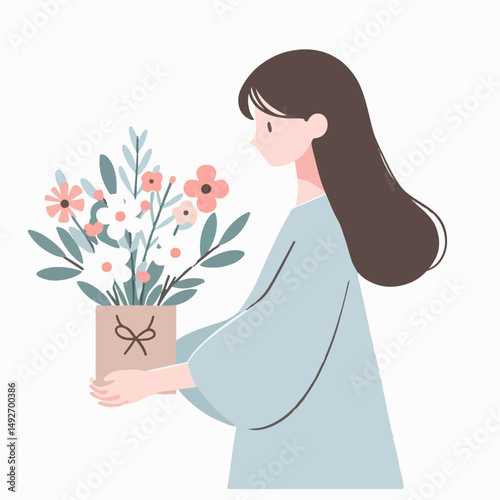 girl with bouquet of flowers