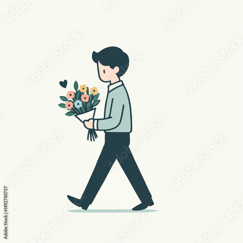 man with a bouquet of roses
