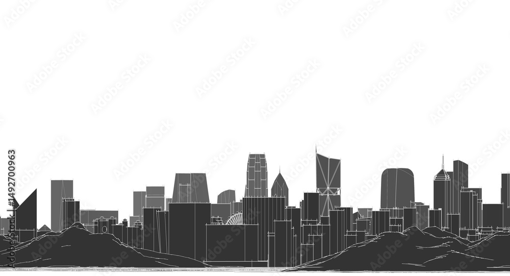 Fototapeta premium modern city panorama 3d illustration
