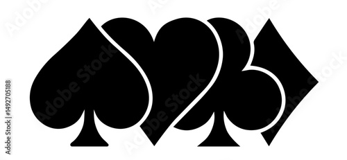 Card Suits. Spade, Heart, Club, Diamond. Gambling, Casino Games, Strategy, Luck, and Entertainment for World Poker Day, International Card Playing Day, Casino Day, Game Night Day