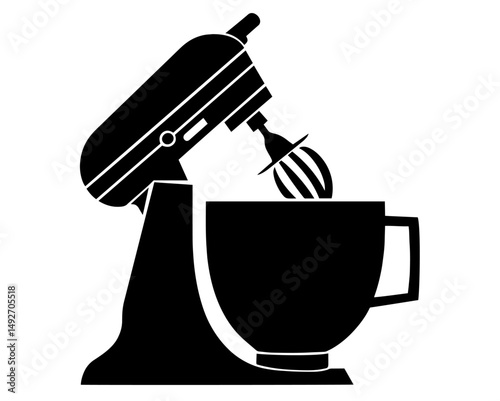 Silhouette of Stand Mixer with Mixing Bowl. Home Baking, Kitchen Appliances, Culinary Preparation, and Modern Cooking Tools for Baking Day and Kitchenware 