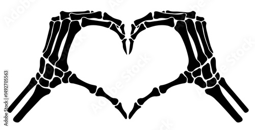 Skeleton Hands Forming a Heart. Silhouette Symbol of Love