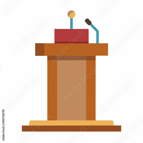 Wooden Podium on Stage – Presentation, Speech, or Conference vector illustration