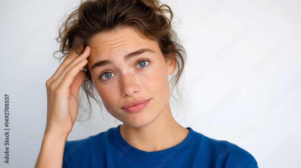 A young woman expressing disappointment in a studio portrait A young woman expressing disappointment in a studio portrait