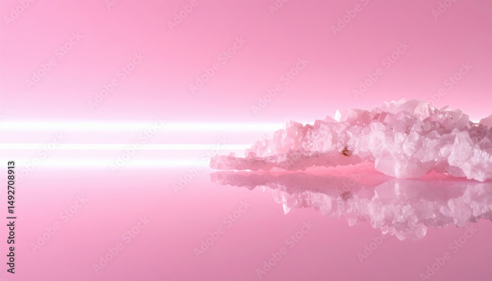 Fototapeta premium Abstract pink crystal reflection studio setting digital art modern environment aesthetic design