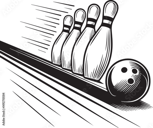 bowling pins and ball