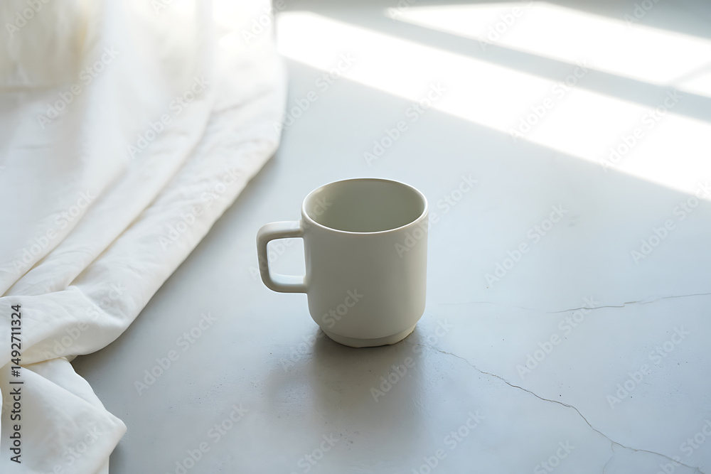 Obraz premium Empty White Mug Minimalist Design