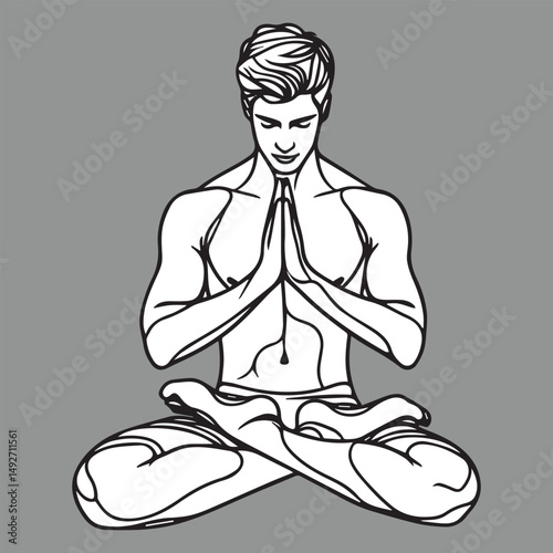 Spiritual Yoga Pose Flat Vector Illustration