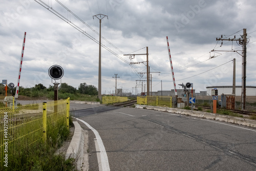 Obraz na plátně Level crossing, trains, France