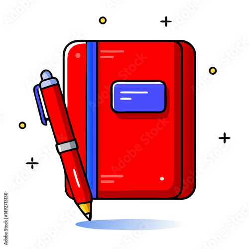 red pen  and notebook