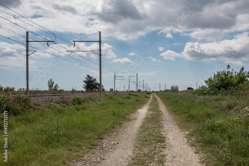 Path along a railway track, France