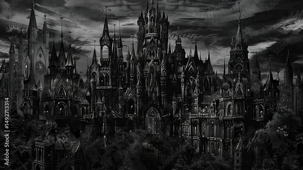 Fototapeta premium Enigmatic Shadows and Eerie Grandeur - A Mesmerizing Collection of Dark Gothic Castle Wallpapers