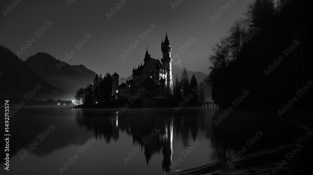 Fototapeta premium Enigmatic Shadows and Eerie Grandeur - A Mesmerizing Collection of Dark Gothic Castle Wallpapers