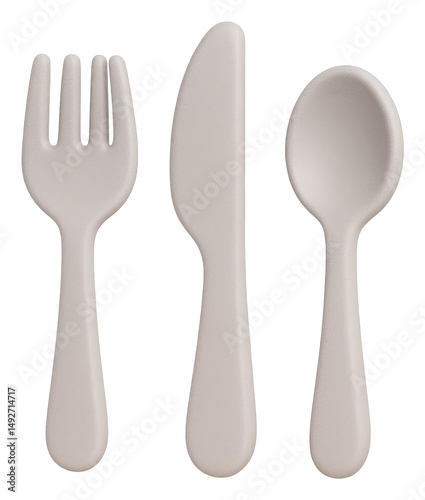 White Glitter Cutlery Set on Transparent Background