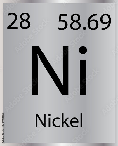 Nickel Silver & Black Contrast Periodic Table Tile Icon