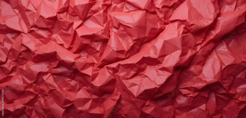 Crumpled Red Paper with Subtle Sheen and Folds. Textured Red Craft Paper in Flat Lay Composition Crumpled Red Paper with Subtle Sheen and Folds. Textured Red Craft Paper in Flat Lay Composition
