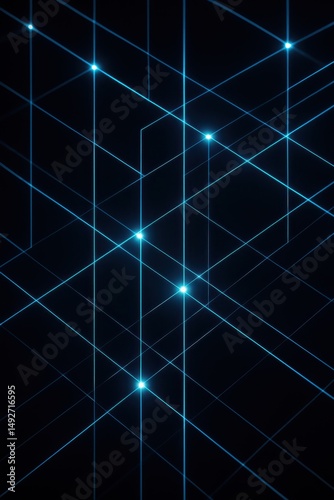 Intricate neon blue grid pattern glowing against a dark backdrop captivates with its geometric symmetry and visual harmony