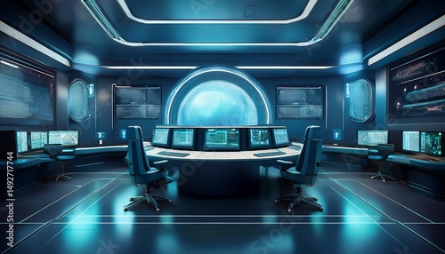 high tech security surveillance room generative ai